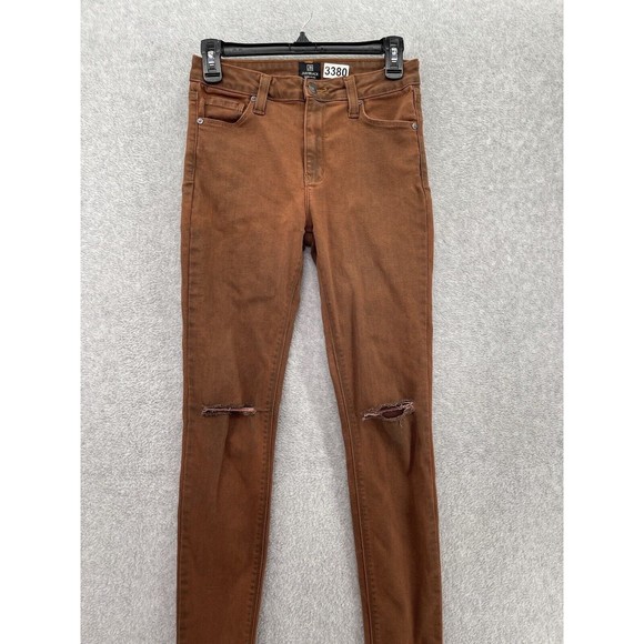 JustBlack Women's Pants Distressed Brown Size 27 Skinny Cotton Blend USA Made - Picture 13 of 14